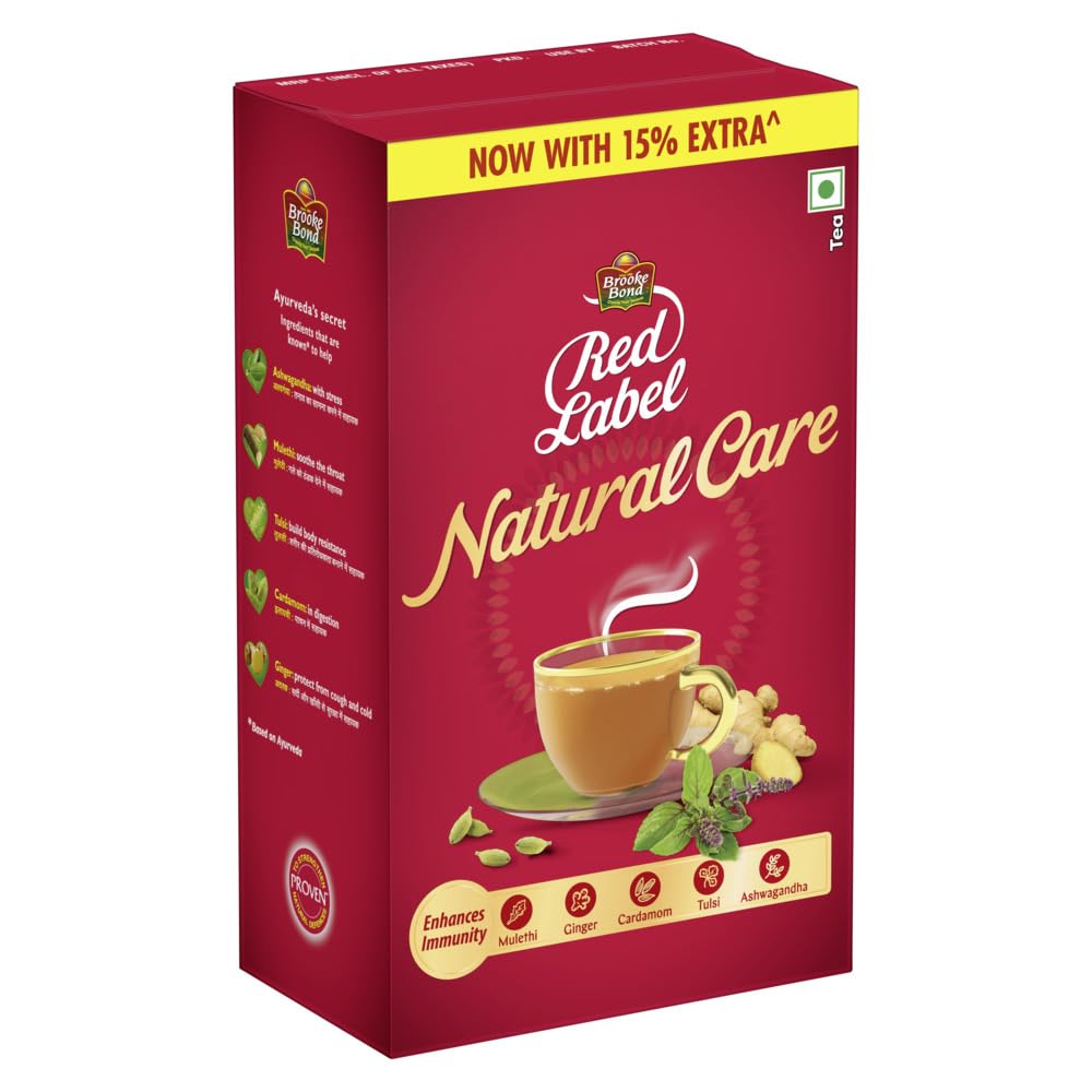 Brooke Bond Red Label Natural Care Tulsi leaf close-up with fresh aroma