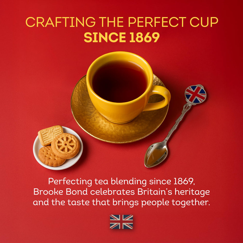 Steaming cup of Red Label with bold, inviting aroma