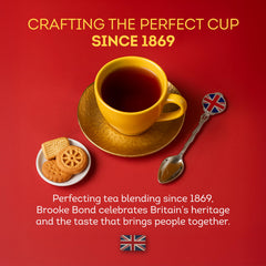 Steaming cup of Red Label with bold, inviting aroma