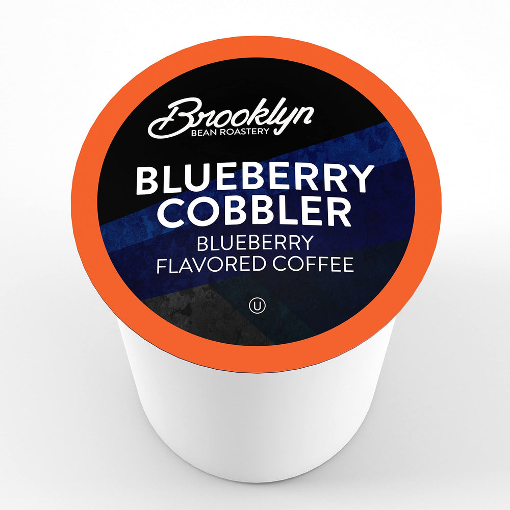 Blueberry Cobbler aroma rising from a cup using Brooklyn Beans single-serve pods for easy mornings.