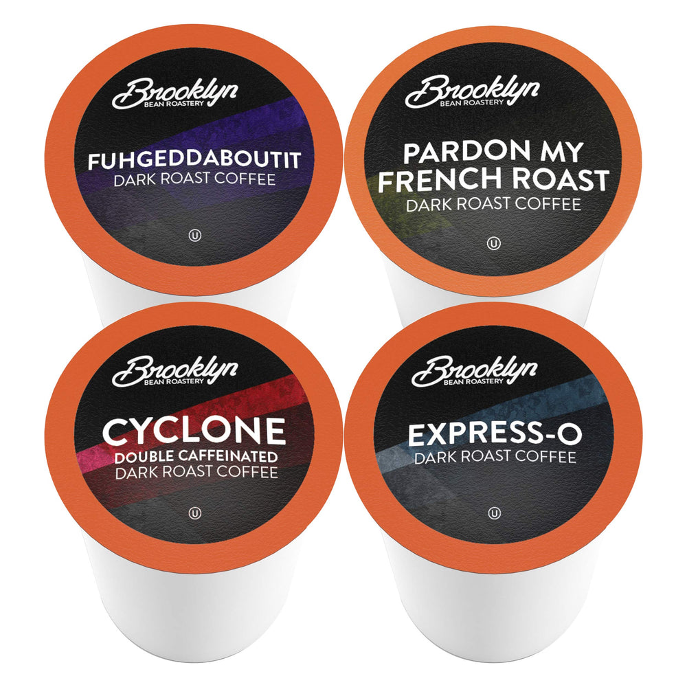 Close-up of Brooklyn Beans Bold Gourmet pods with rich dark roast aroma