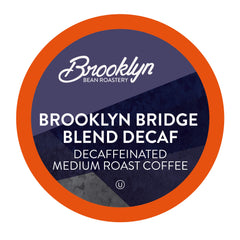 Brooklyn Beans Brooklyn Bridge Decaf Pods pack with bold caffeine-free flavor.