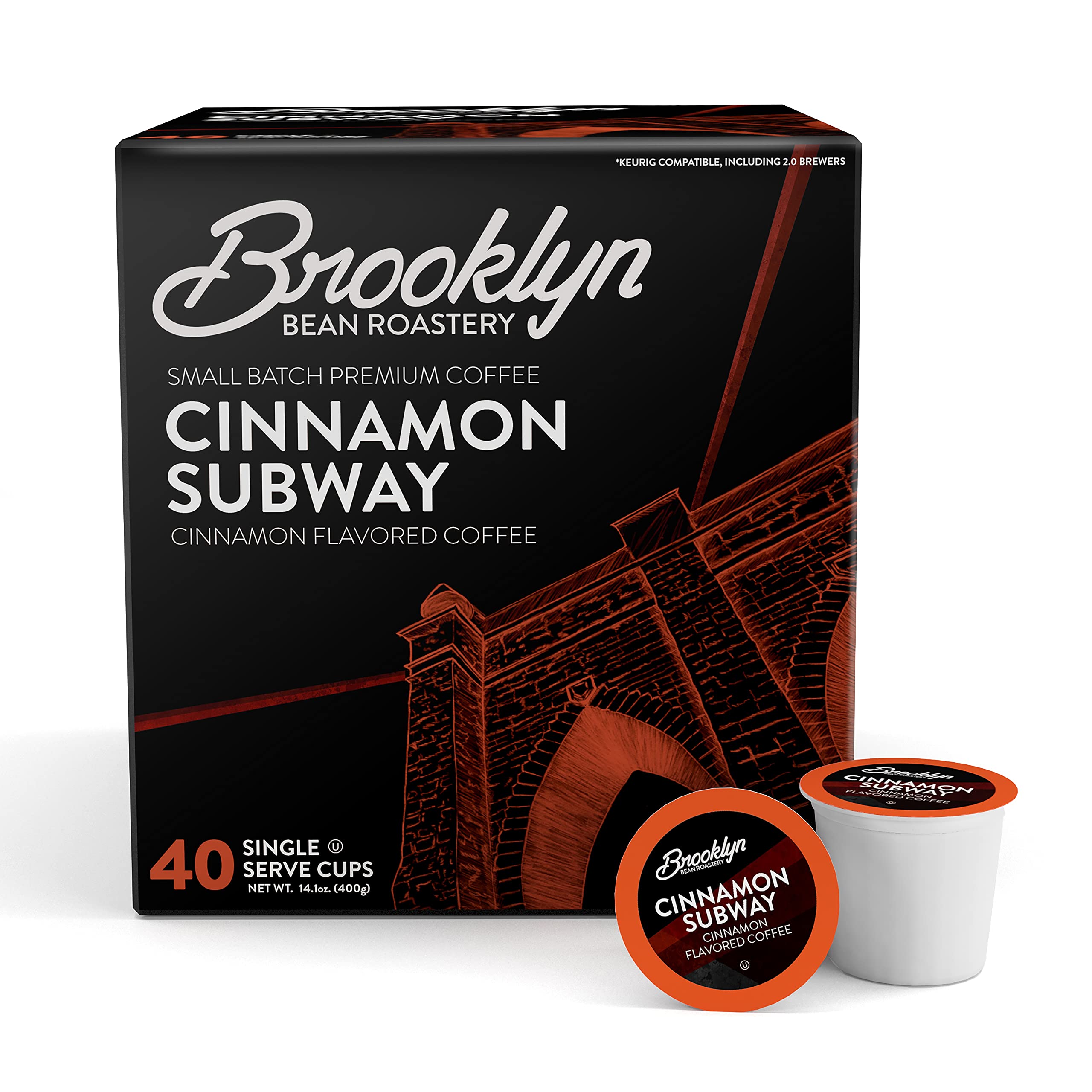 Brooklyn Beans Cinnamon Subway coffee pod close-up highlighting warm cinnamon aroma for mornings