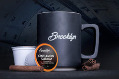 Brooklyn Beans Cinnamon Subway cup with steam emphasizing aromatic spice and smooth finish