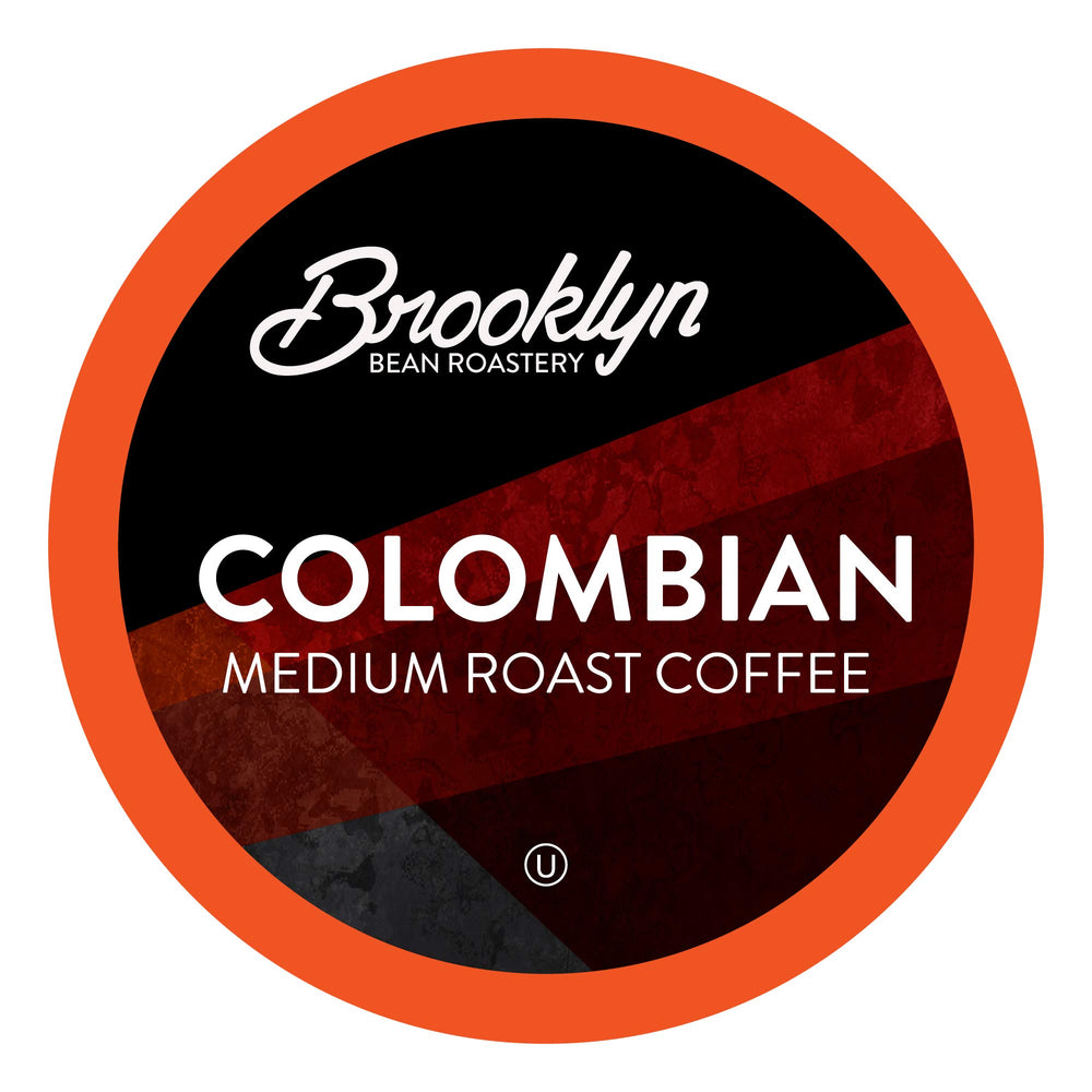 Brooklyn Beans Colombian Gourmet Coffee Pods front view for a smooth morning brew