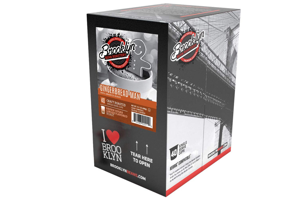 Brooklyn Beans Gingerbread Man brewed cup — warm spice aroma in every sip.