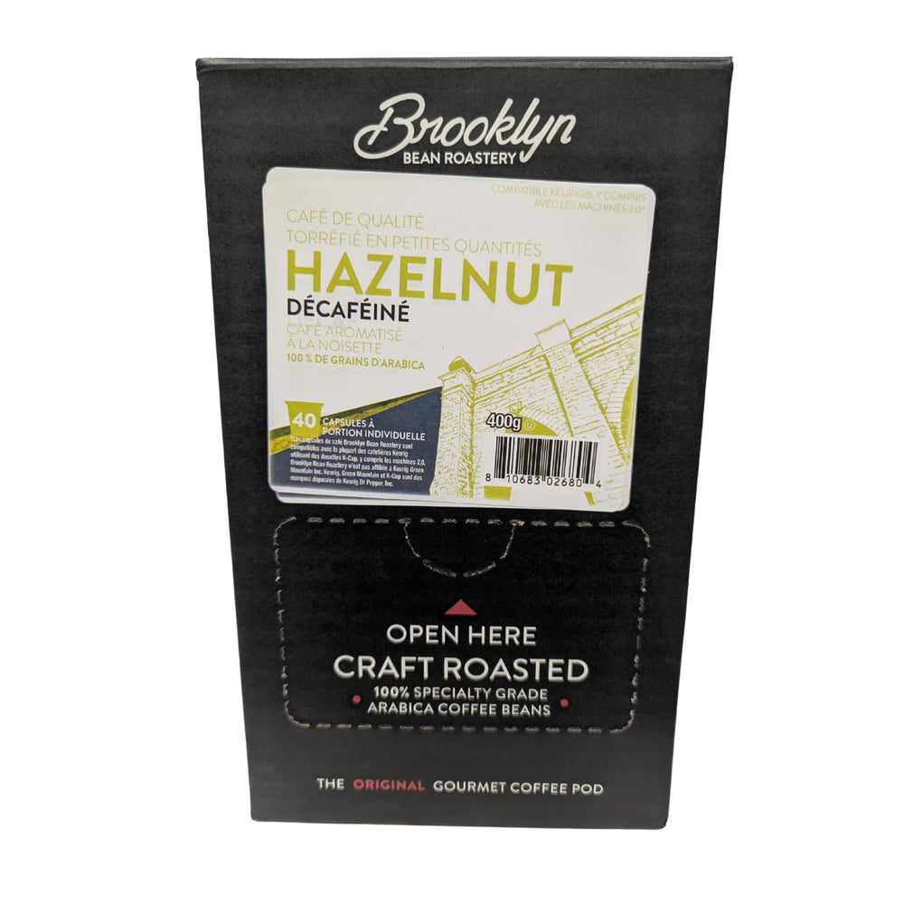 Close-up of hazelnut aroma in Brooklyn Beans Hazelnut Decaf pods for a comforting morning ritual.
