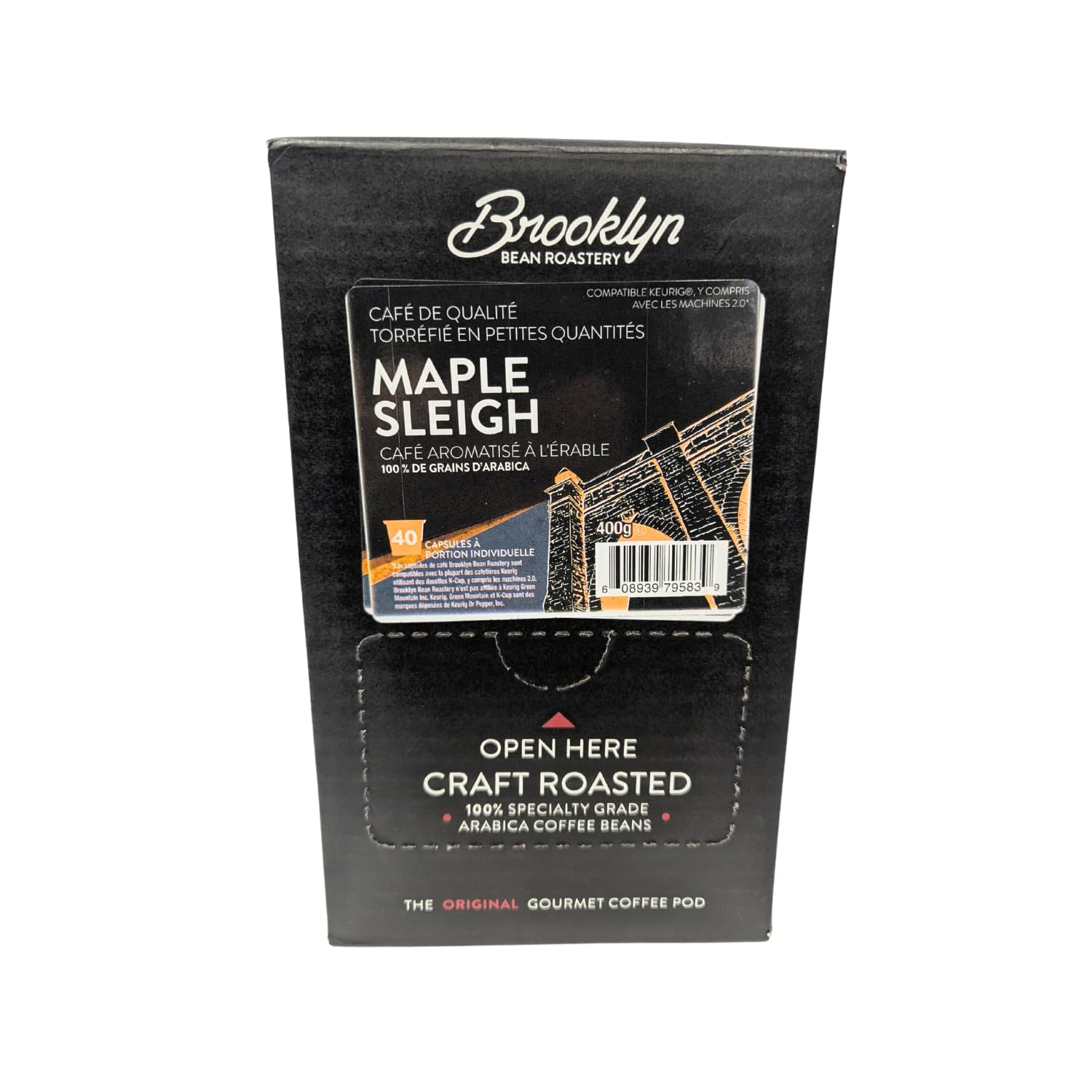 Close-up of Brooklyn Beans Maple Sleigh pods capturing rich roast aroma