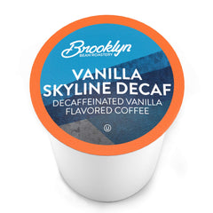 Close-up of Vanilla Skyline Decaf pod highlighting creamy vanilla aroma.