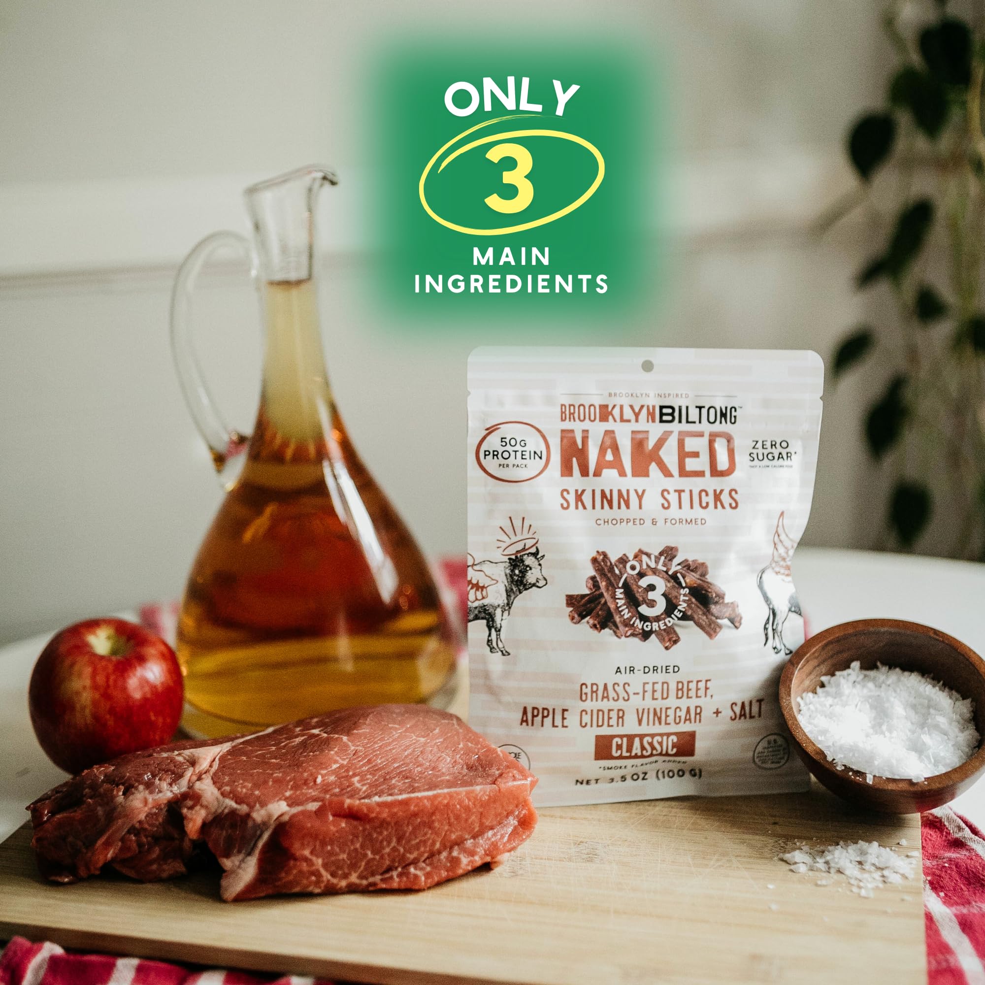 Grass-fed beef sticks showing tender bite, ideal for workouts and lunchboxes.