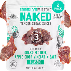Brooklyn Biltong Naked Tender Slices Classic 2oz pack ready for protein on the go