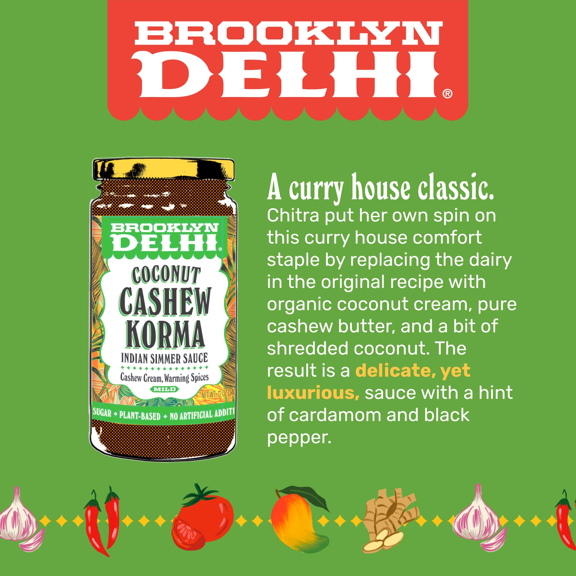 Brooklyn Delhi Coconut Cashew Korma simmering pot captures warming spice notes.
