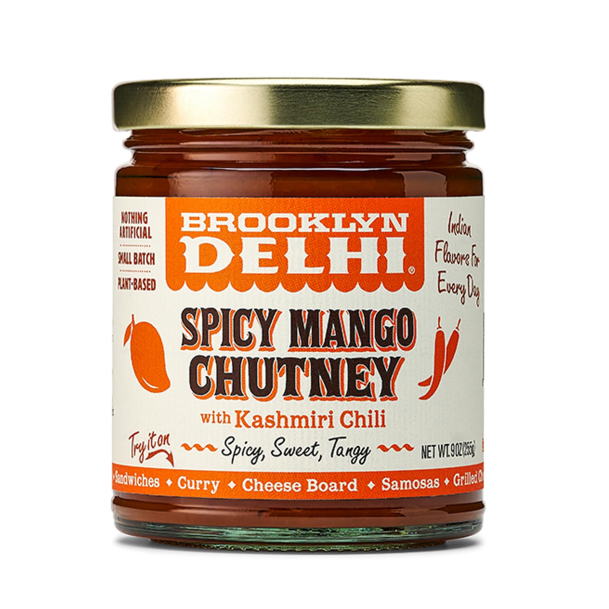 Brooklyn Delhi Spicy Mango Chutney bottle pour showing smooth, spreadable texture for quick glazes.