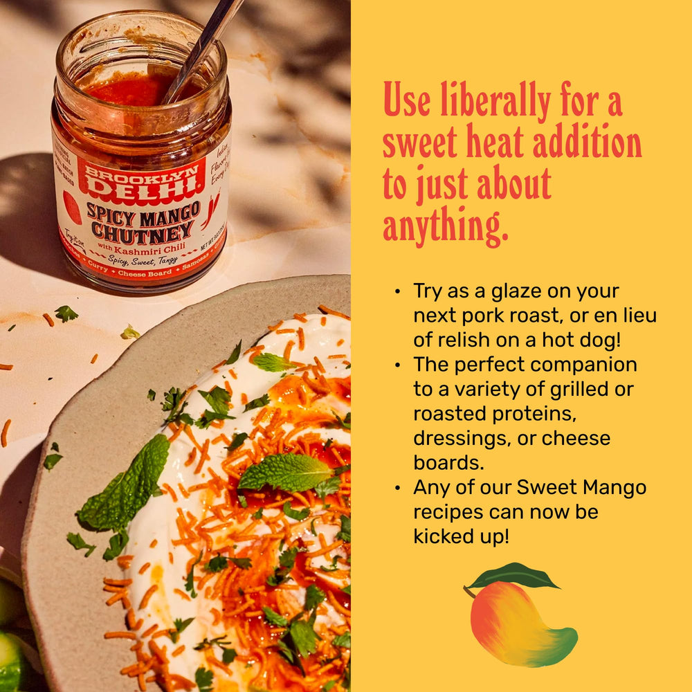 Brooklyn Delhi Spicy Mango Chutney cheese board pairing for a lively, fruit-forward bite.