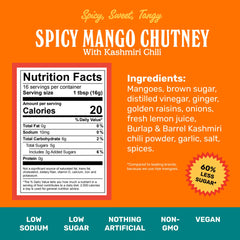 Brooklyn Delhi Spicy Mango Chutney jar spread ready to slather on sandwiches or cheese boards.