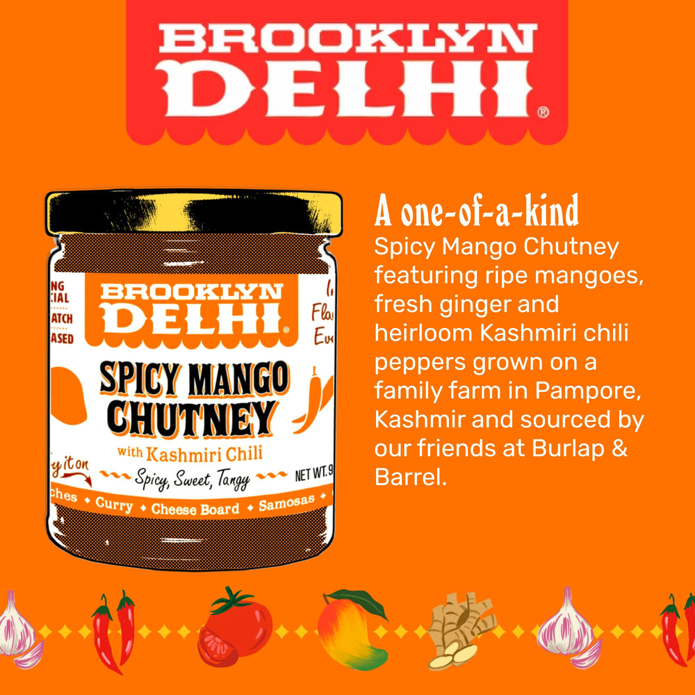 Brooklyn Delhi Spicy Mango Chutney glazed pork roast captures sweet heat with Kashmiri peppers.