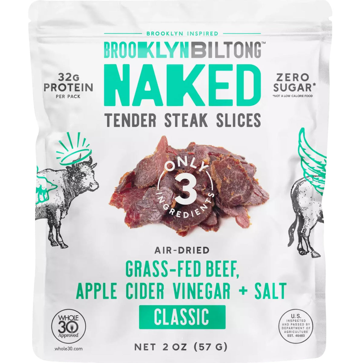 Brooklyn Naked Tender Slices close-up texture with protein-rich grass-fed beef flavor.