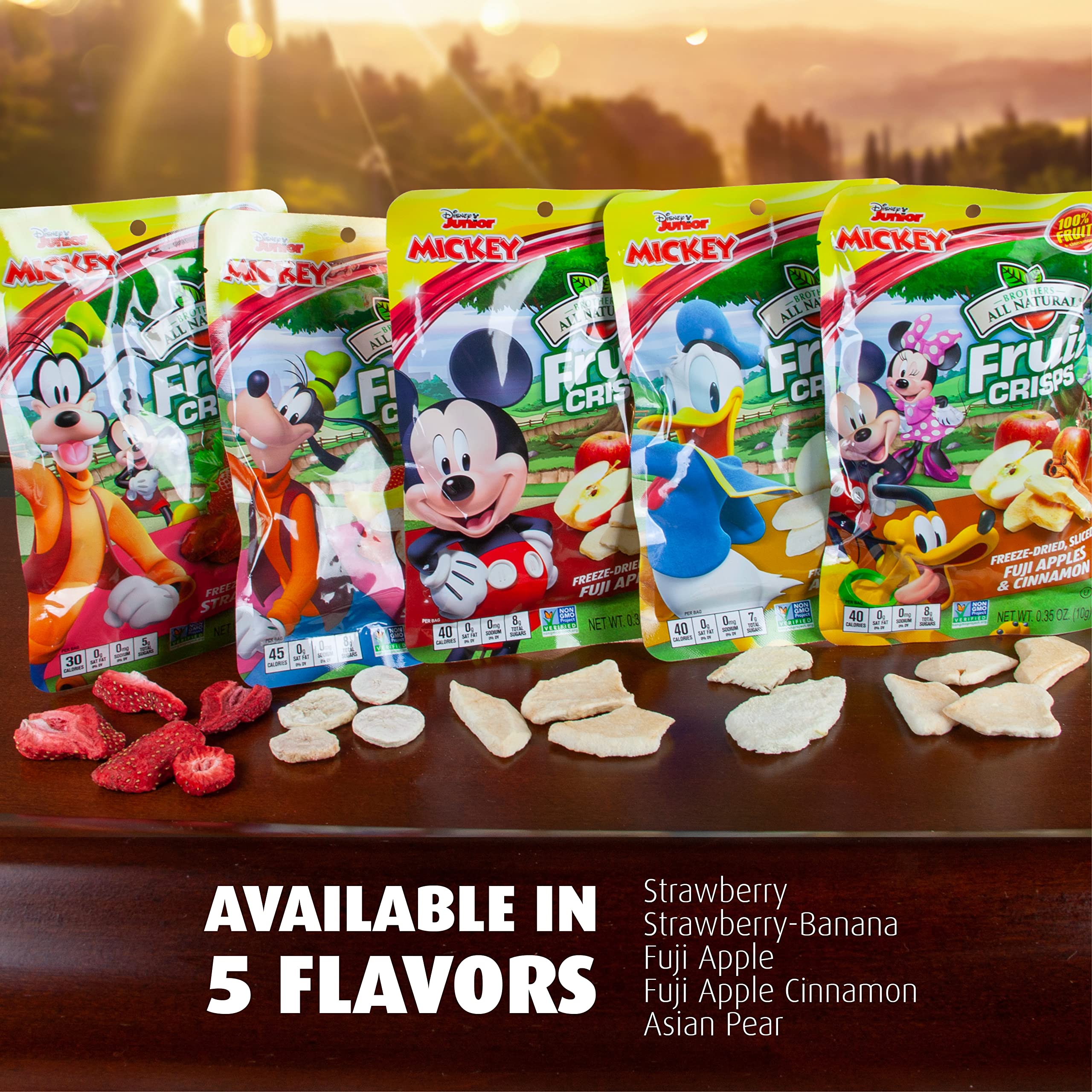 Brothers All Natural Disney fruit crisps with cinnamon make dipping into nut butter tasty