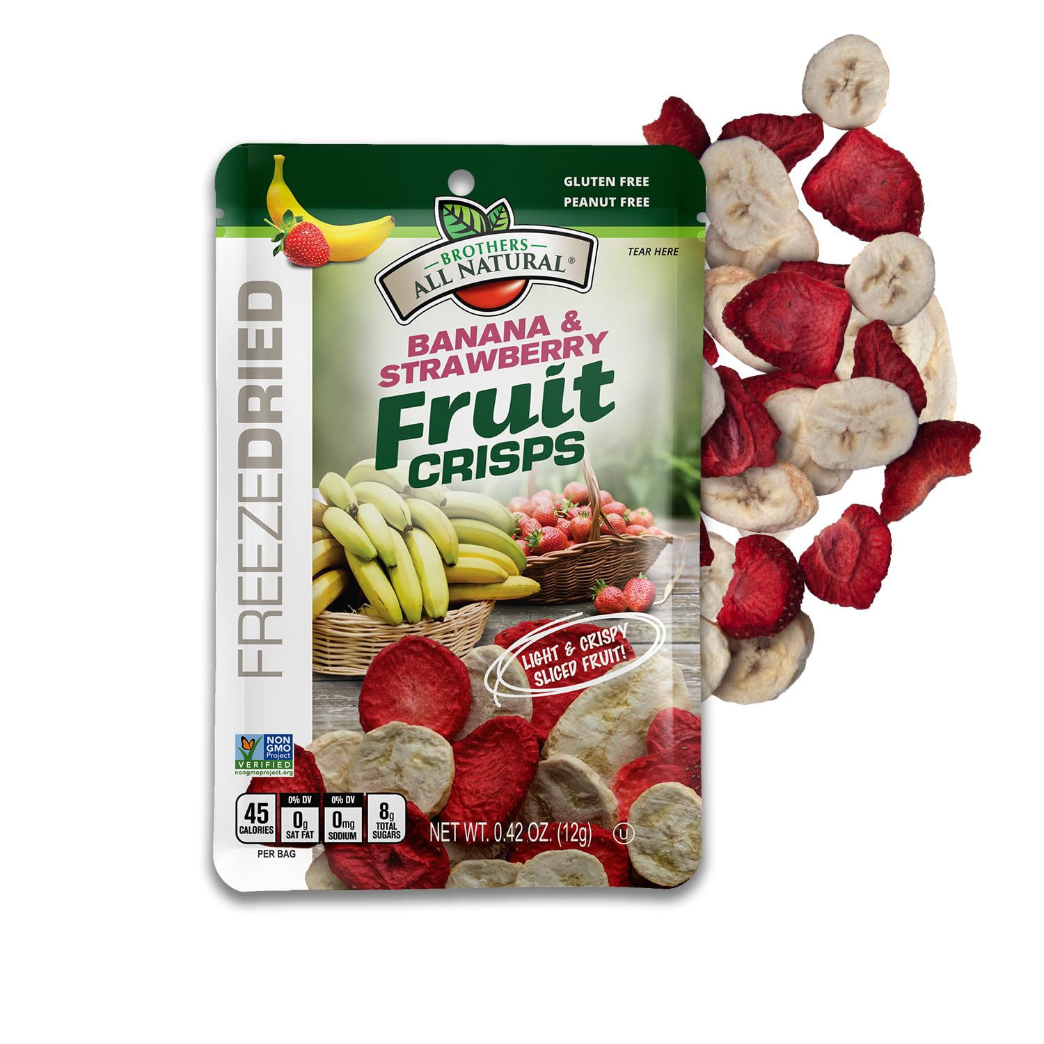 Brothers All Natural Banana Strawberry crisps 24-pack, ideal lunchbox snack