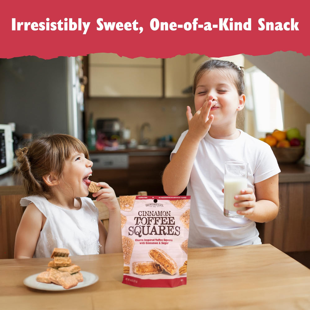Brown & Haley Cinnamon Toffee Squares ingredients reveal almonds and sea salt balance.