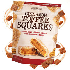 Brown & Haley Cinnamon Toffee Squares packaging highlights premium gift-ready confections.
