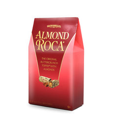 Brown & Haley Almond Roca original toffee pack shot highlights premium buttercrunch texture for gifting.