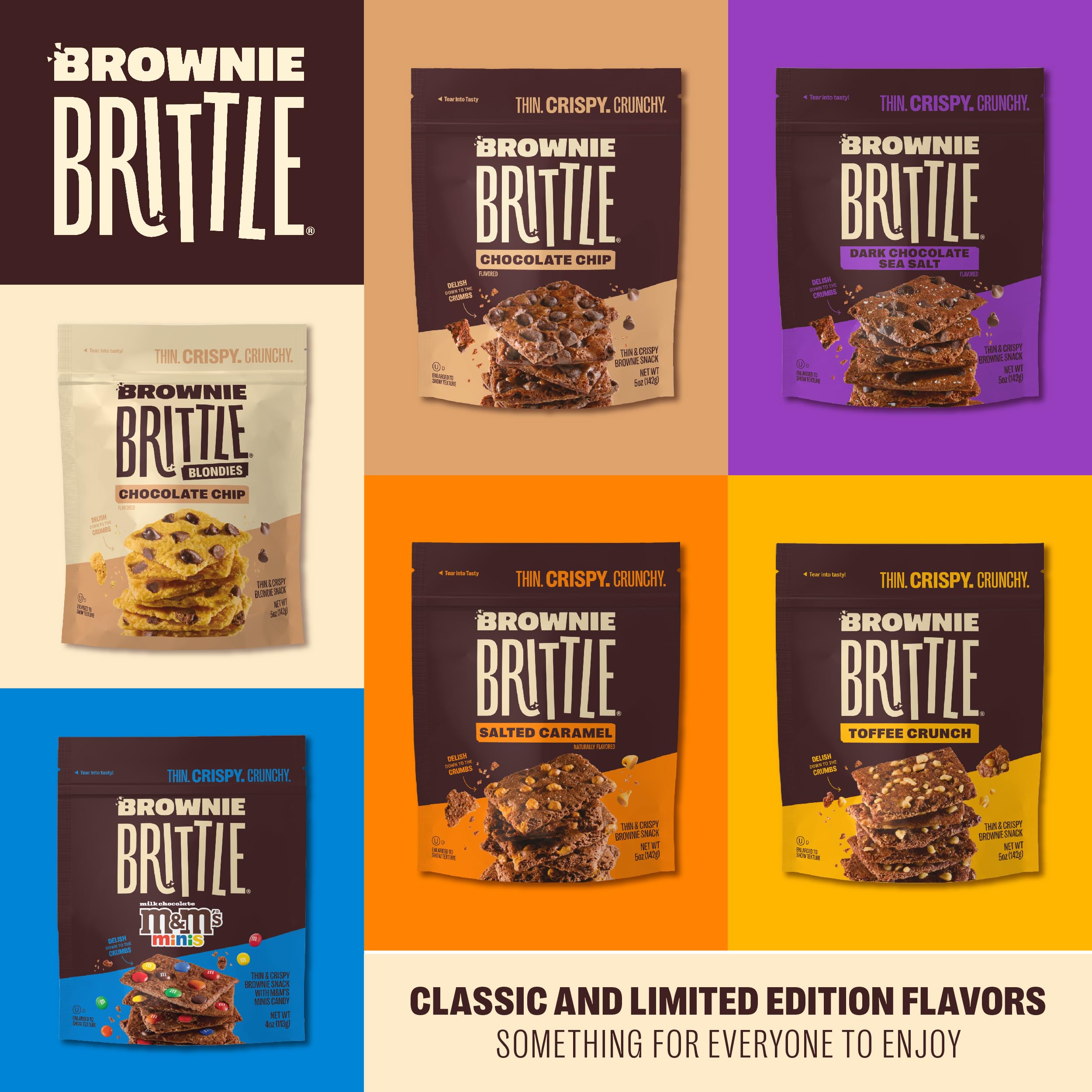 Close-up of ultra-thin crispy edges in Brownie Brittle texture.