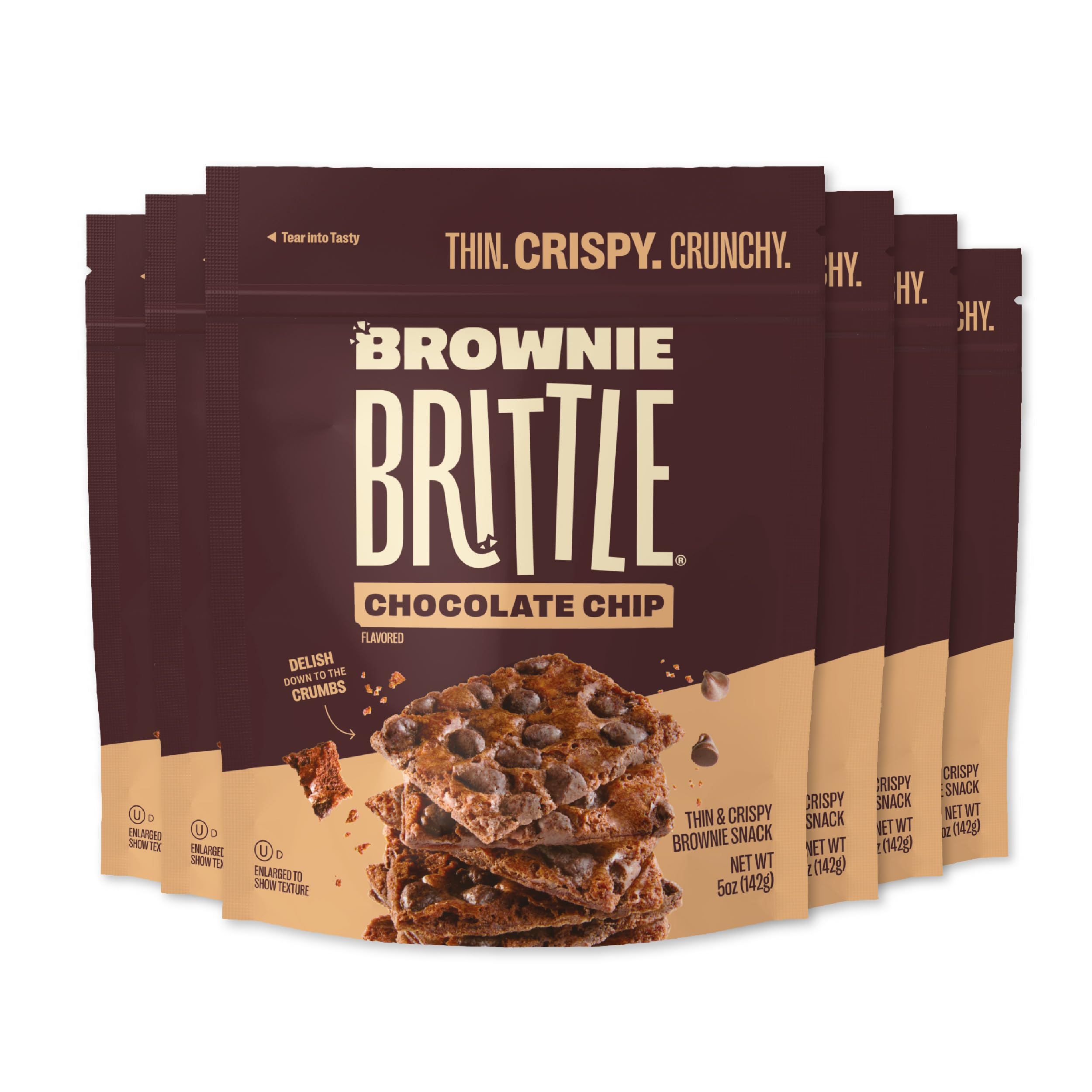 Brownie Brittle Original Chocolate Chip bags shown for bulk snacking
