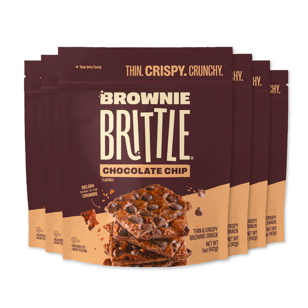 Brownie Brittle Original Chocolate Chip bags shown for bulk snacking