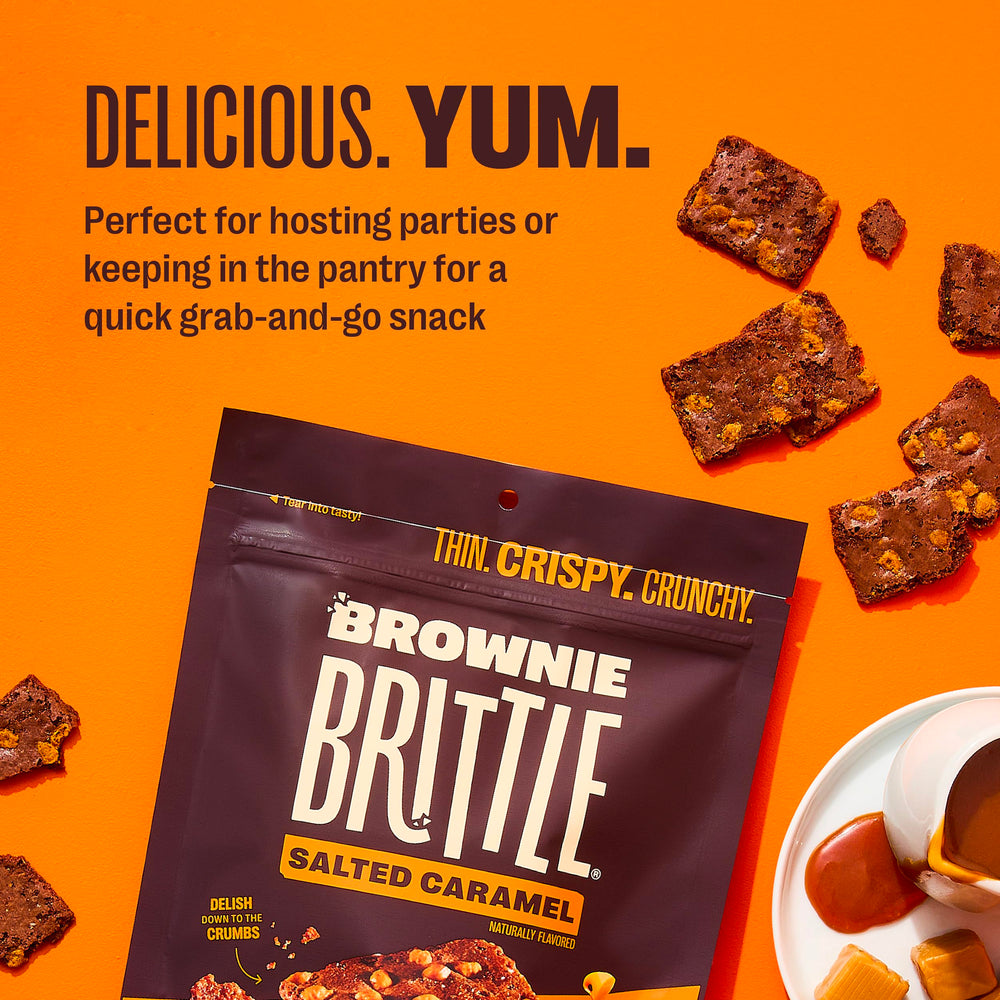 Resealable Brownie Brittle bag showing convenient packaging.