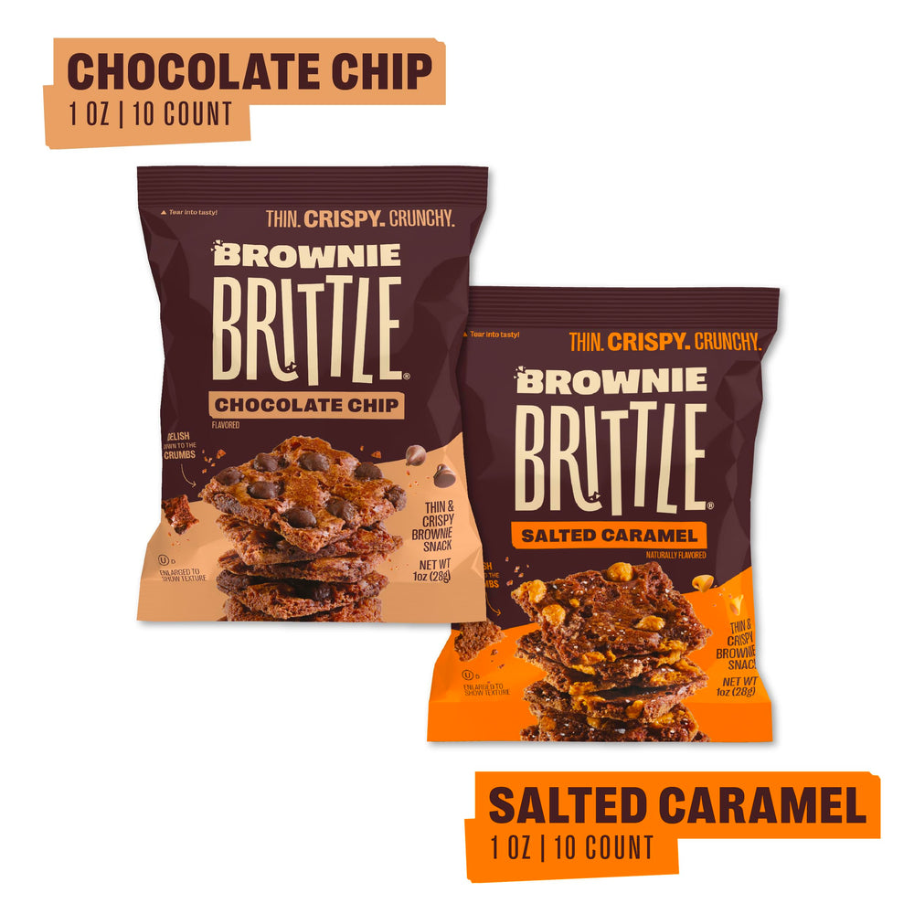 Brownie Brittle salted caramel 1oz bag with sea salt crunch for a treat.