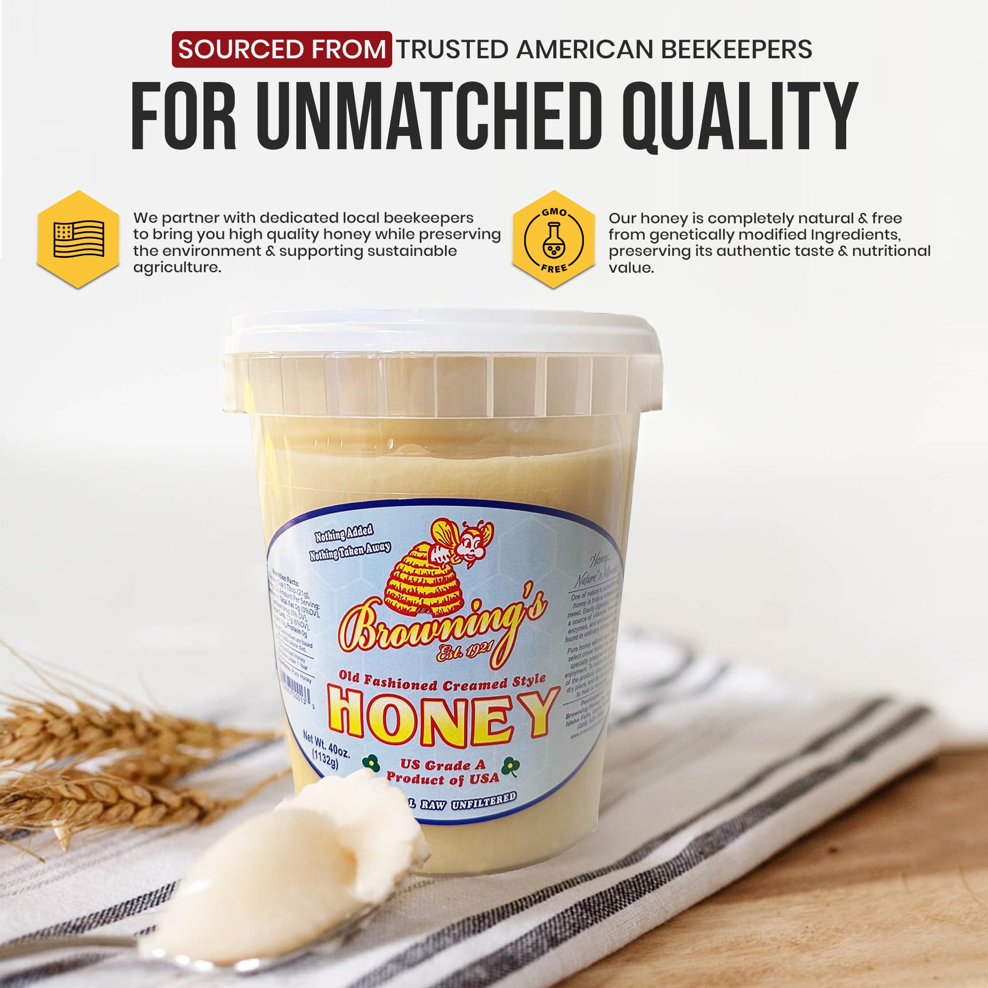 Brownings Creamed Honey gourmet baking glaze provides rich shine and nuance.