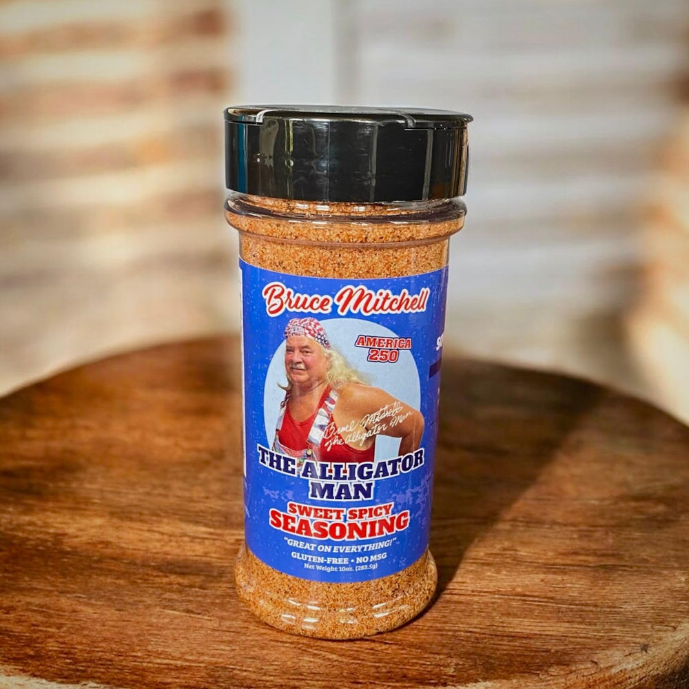 Kitchen scene featuring Alligator Man seasoning ready for family meals