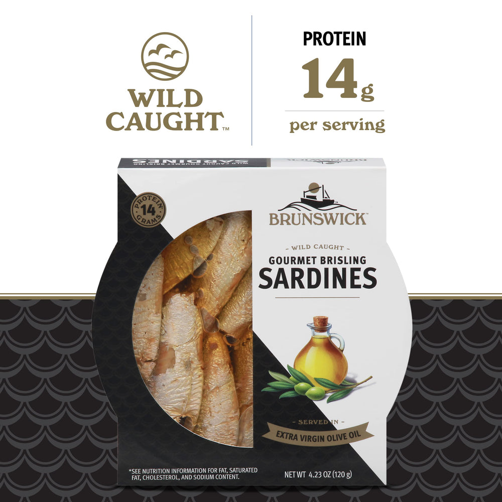 Brunswick sardines in EVOO served on crackers with herbs