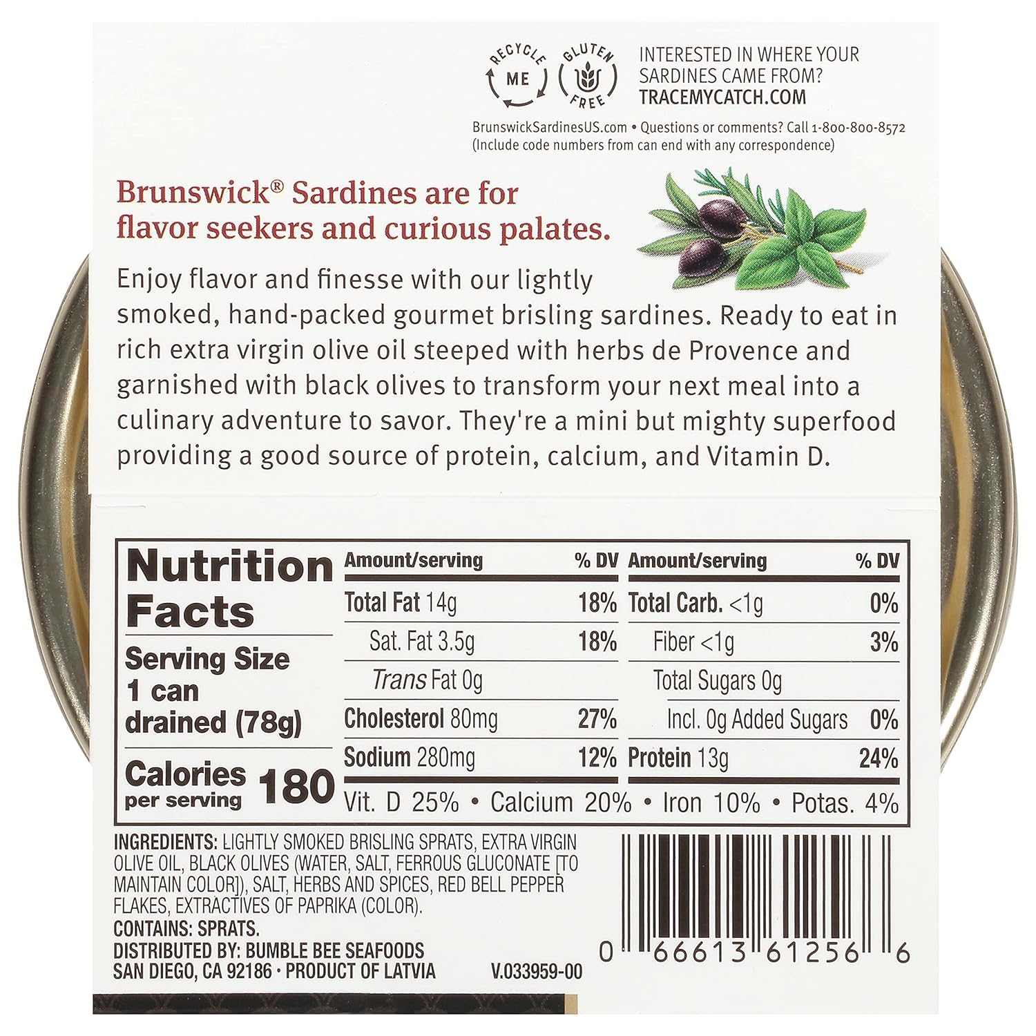 Brunswick Brisling sardines lightly smoked, ideal for quick meals