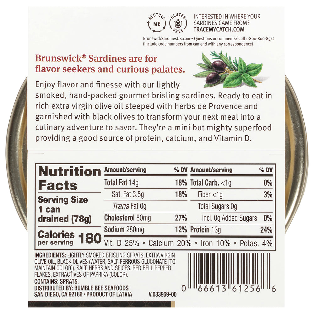Brunswick Brisling sardines with Mediterranean herbs for quick meals