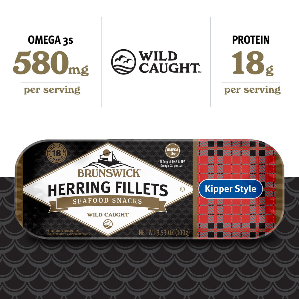 Brunswick canned herring label highlighting sustainable sourcing