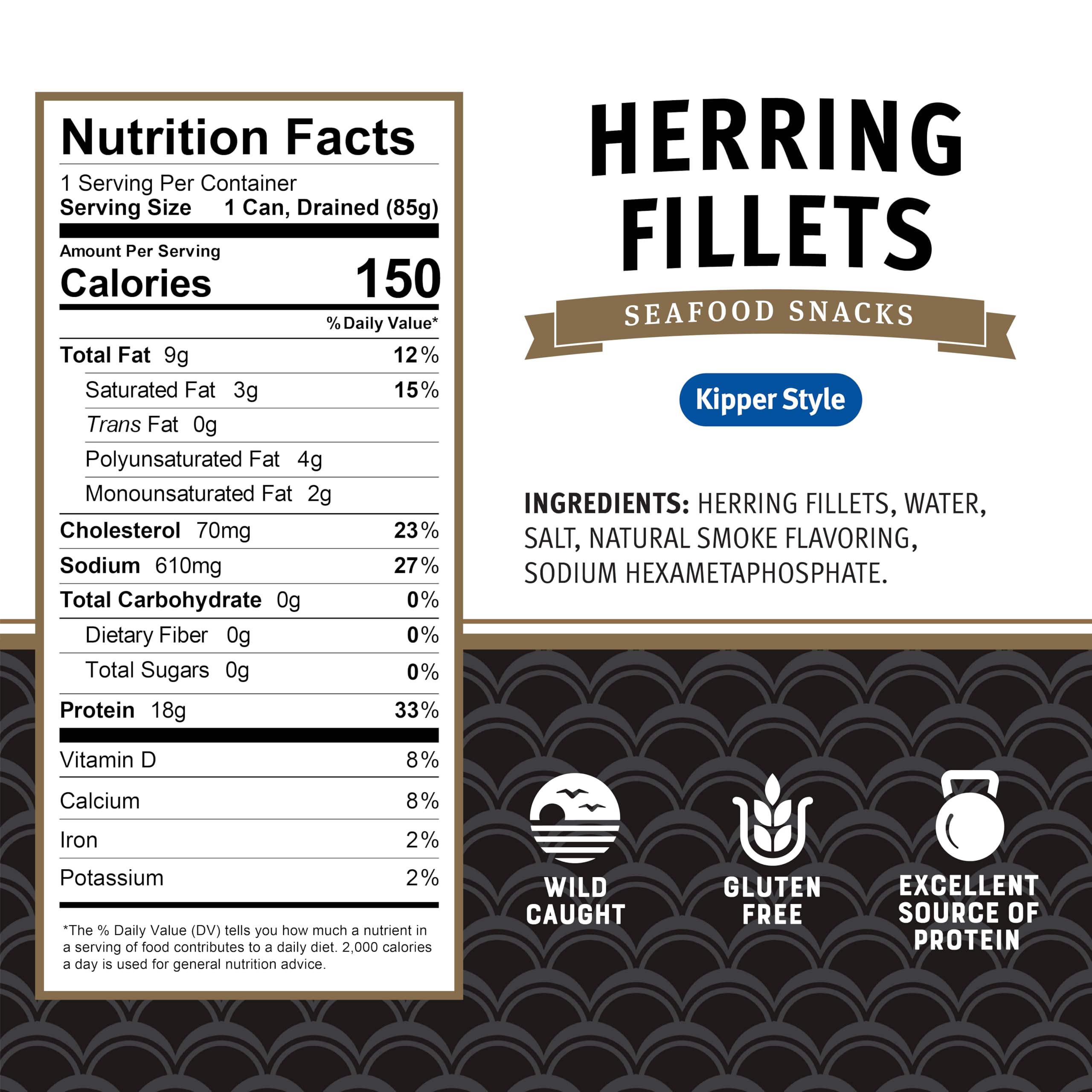 Brunswick herring fillets served with a pasta dish for quick seafood flavor