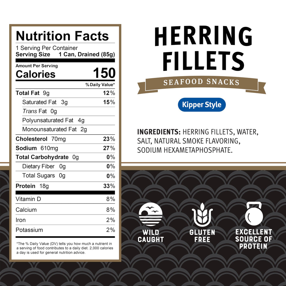 Brunswick herring fillets served with a pasta dish for quick seafood flavor