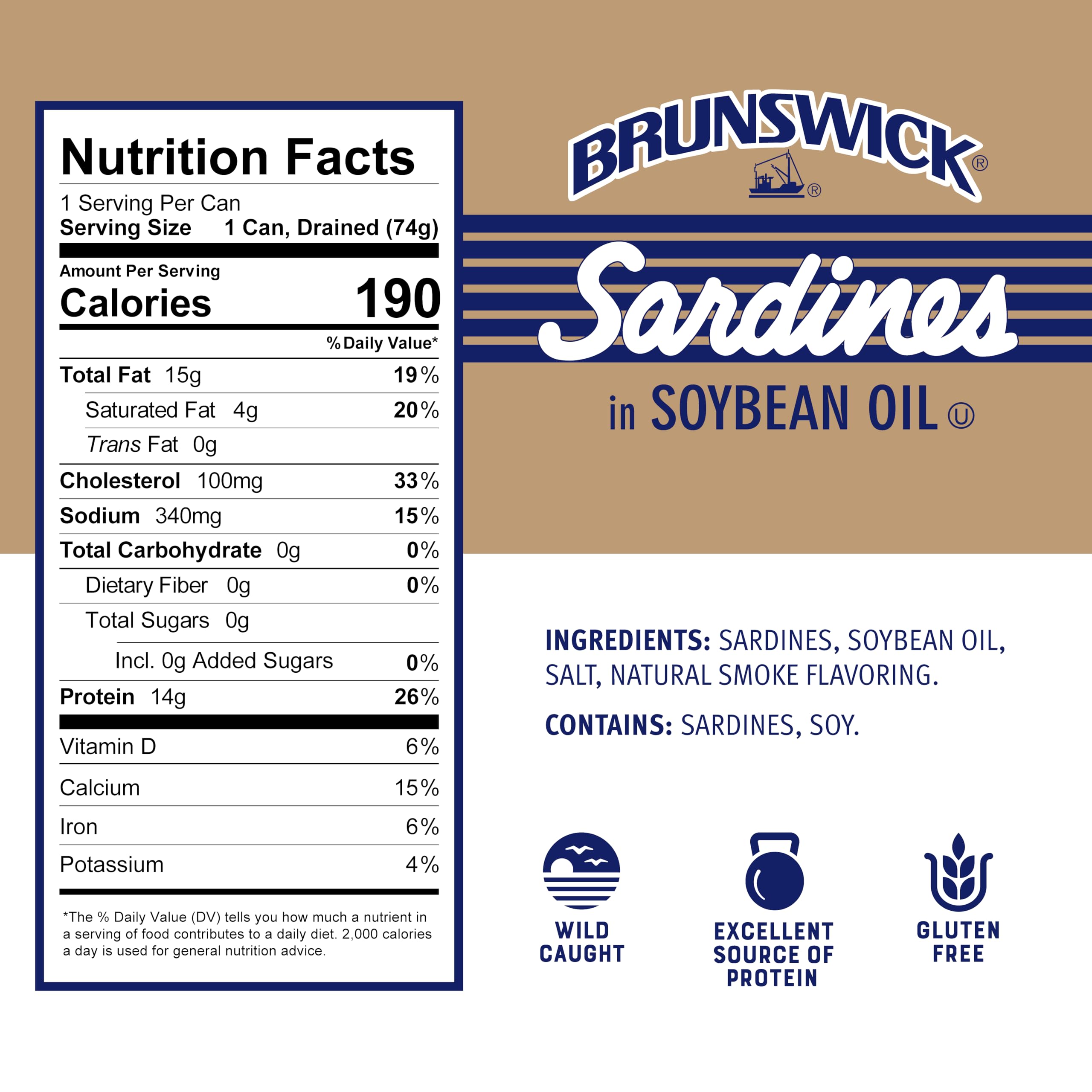 Brunswick sardines on crackers for a quick, flavorful snack option.