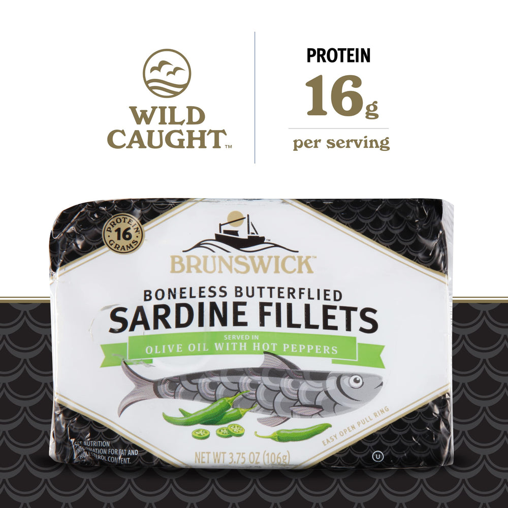 Brunswick sardines wild-caught sustainability badge for eco-conscious shoppers
