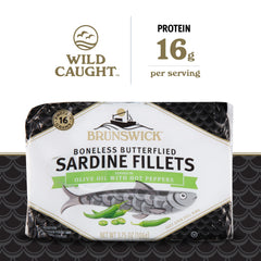 Brunswick sardines wild-caught sustainability badge for eco-conscious shoppers