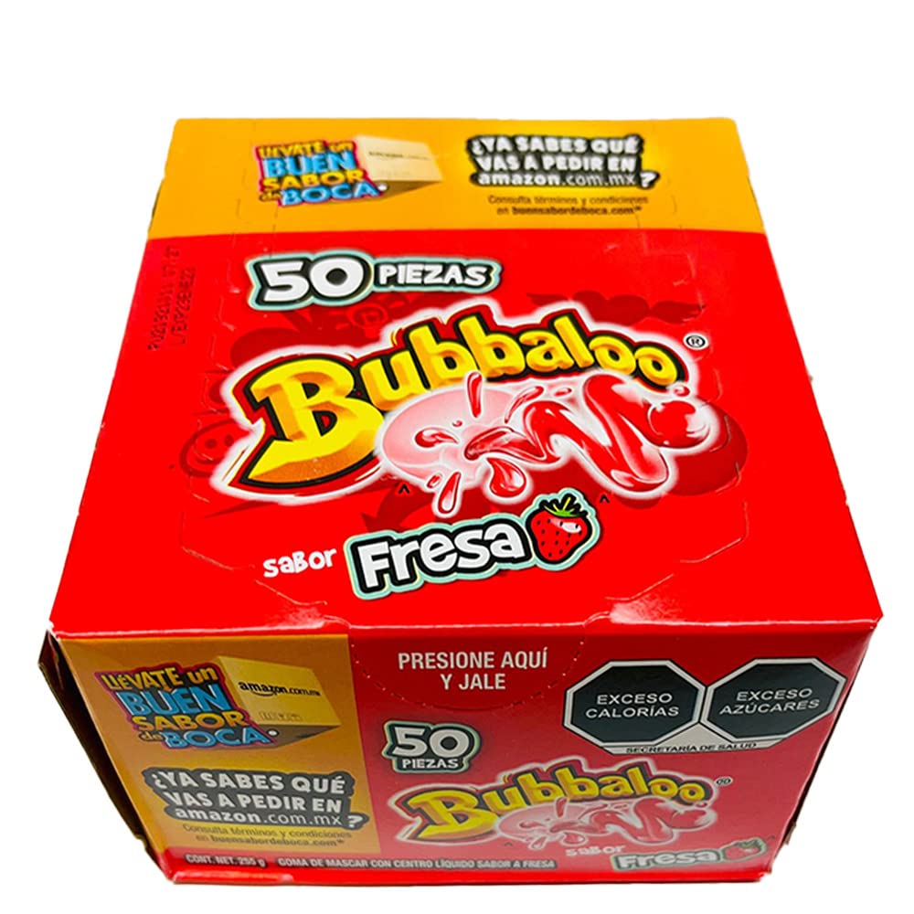 Bubbaloo 50-count pack image, convenient box for sharing and on-the-go snacking.
