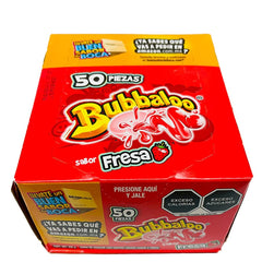 Bubbaloo 50-count pack image, convenient box for sharing and on-the-go snacking.