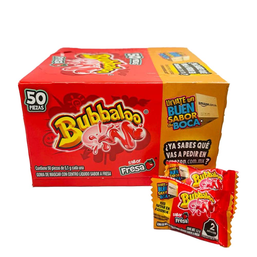 Bubbaloo bubble gum strawberry center close-up highlighting juicy center and fruity aroma.