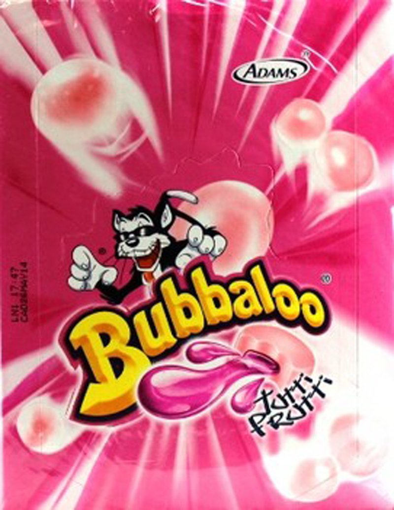 Bubbaloo Tutti Frutti gum 50-pack showcases portable fruity flavor for quick refreshment
