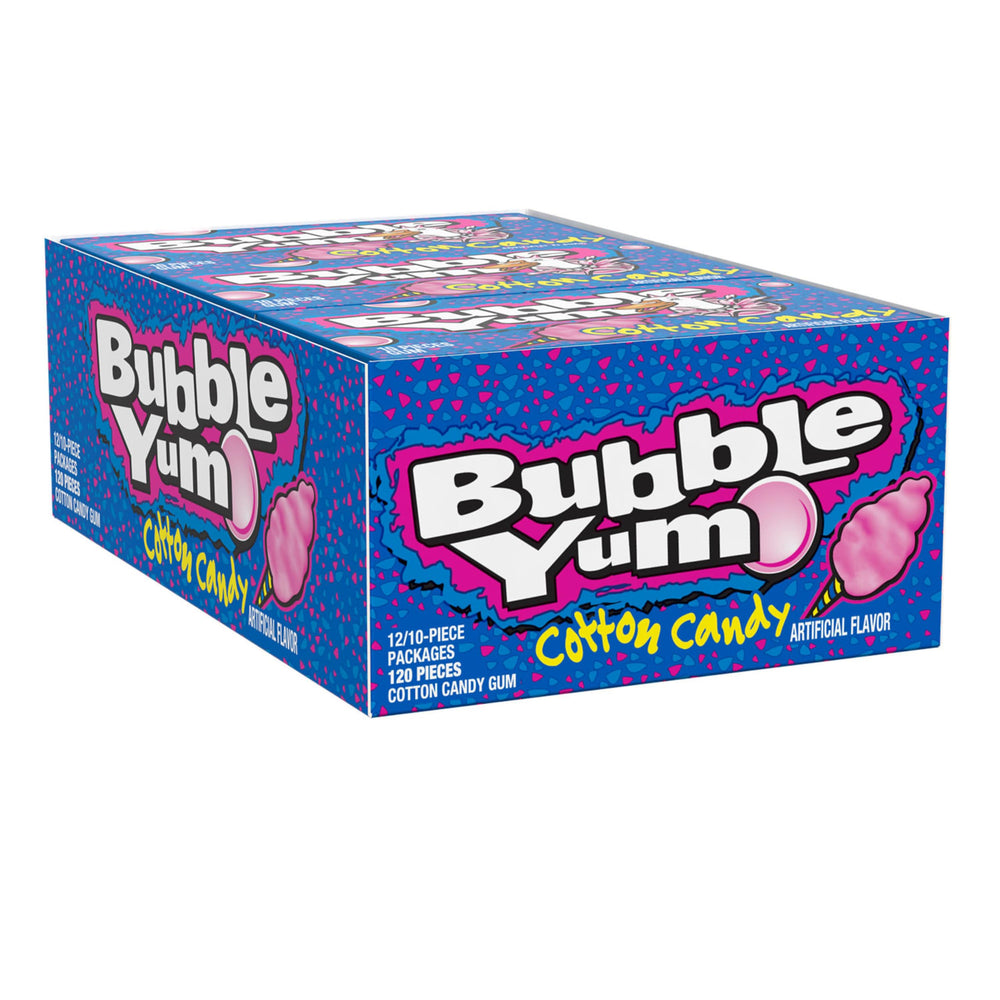 Close-up of a 10-piece Bubble Yum pack for on-the-go snacking