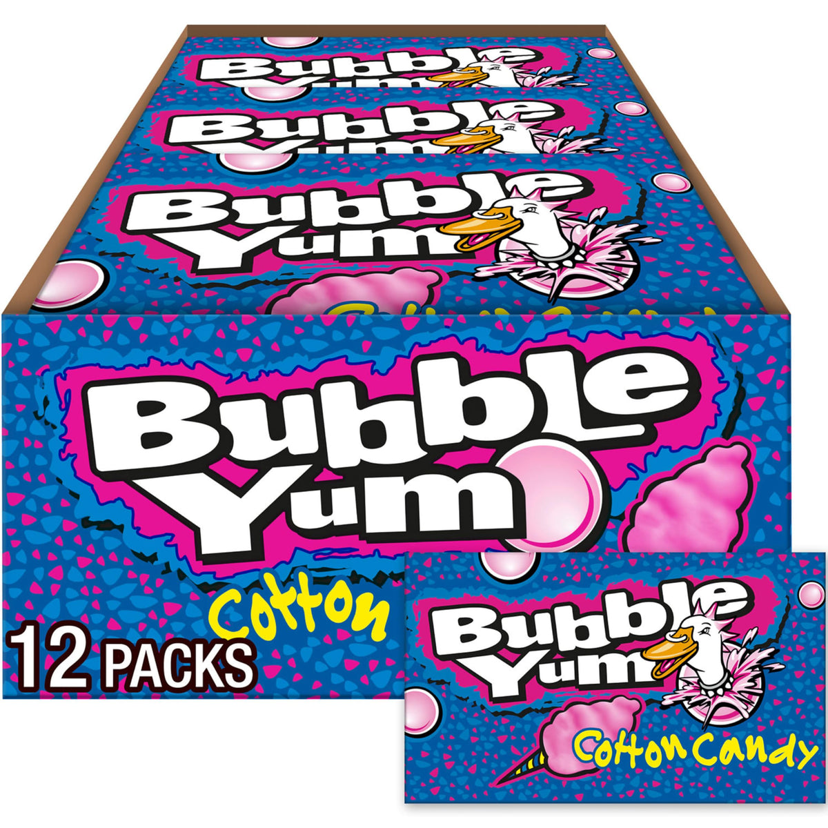 Bubble Yum bulk box of cotton candy gum ready for sharing at parties