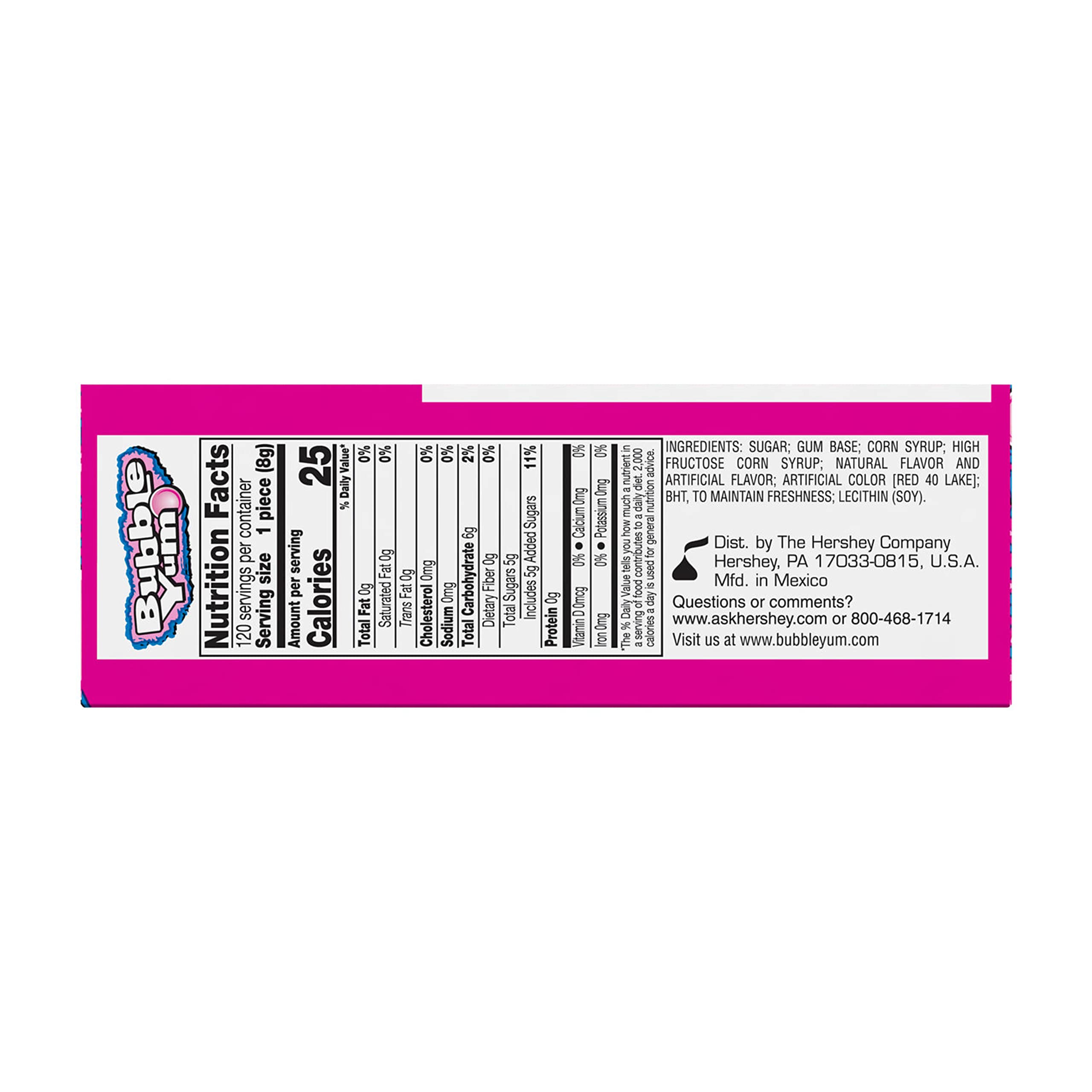 Bubble Yum Original Flavor 10-piece packs offer convenient individually wrapped gum.