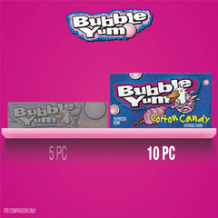 Pink cotton candy gum pieces by Bubble Yum with soft, chewy texture